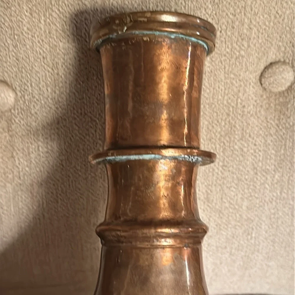 Handmade and Hammered Copper and Brass Vase 14”
